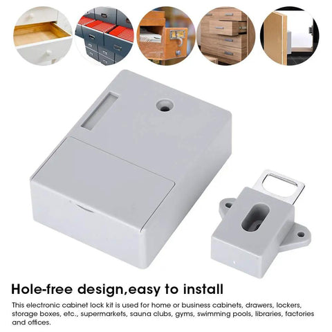 Hassle Free 125 Khz Smart Cabinet Lock With Electronic Rfid Card Access For Warehouse Sauna Library Office Locker No Drill Gray
