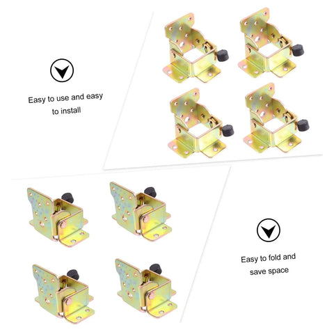 Zero Wiggle Self Locking Folding Hinges For Furniture Legs Tables And Chairs Pro Level in gold finish for easy installation.