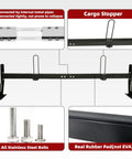 Heavy Duty Van Ladder Rack With Side Rollers And Cargo End Stops For Ford Transit Nissan Vans showing internal metal pipes and cargo stopper.