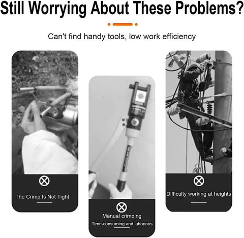 Portable Battery Powered Electric Hydraulic Cable Crimping Pliers With 360 Rotating Clamp For Copper And Aluminum Wire Terminals presented with issues.