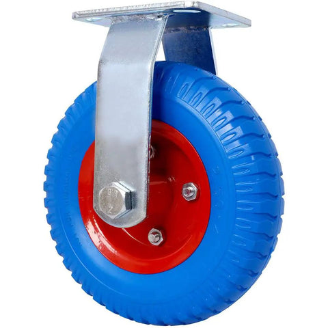 Eight Inch Caster Wheel Set Four Beefy Heavy Duty Flat Free Casters With 360 Degree Swivel And Fixed Plate 220 Lb Capacity Per Wheel