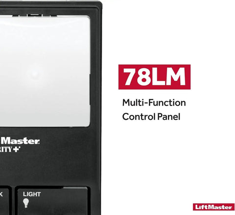 Wall Mounted Garage Door Opener With Lighting Control Wired Power Only No WiFi Needed Designed For Security Plus 2 Point 0 Openers Black Finish Easy Setup No Hassle Installation For Everyday Convenient Use close-up view of control panel