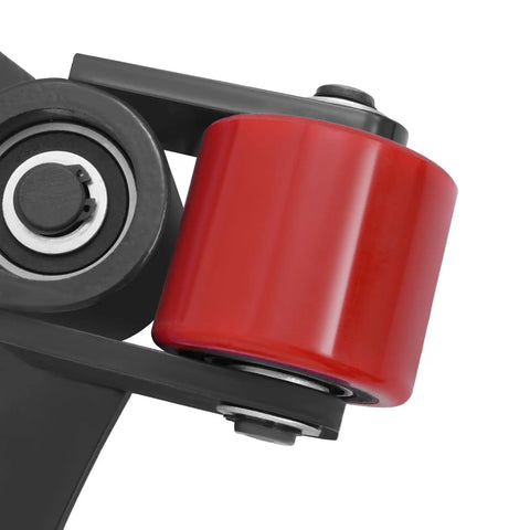 Close-up of 360 degree swivel roller from Heavy Duty Machinery Mover Dollies With 360 Degree Swivel Rollers And Massive 4400lbs Capacity Built Like A Tank From Rust Proof Steel For Warehouse And Workshop Transport Tasks.