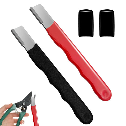 Two Piece Garden Tool Sharpener Kit For Knives Hedge Shears Pruners Scissors Loppers And More Compact Portable Mini Stone