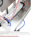 Heavy Duty 100 To 1000 ML Paste Filling Mixing Machine With Horizontal Heating Hopper And Pneumatic Liquid Filler detail view of control valves and piston rod.