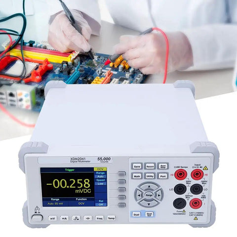 Rugged Desktop Digital Multimeter True RMS 55000 Counts For AC And DC Current, Voltage And Capacitance Testing with 3.7 Inch Display
