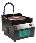 Heavy Hitter Electric Bench Sander And Easy Switch Knife Sharpener Featuring Sweet Seven Speed Options For Smooth Detailing And Killer Grinding Performance On Wet Or Dry Wood Metal Works, showing a black sander with flexible coolant arm.