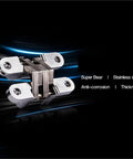 2 Piece Set 304 Stainless Steel Hidden Hinges Deliver Top Shelf Performance for Kitchen Cabinets and Furniture Doors heavy duty concealed hinges shown in sleek design.