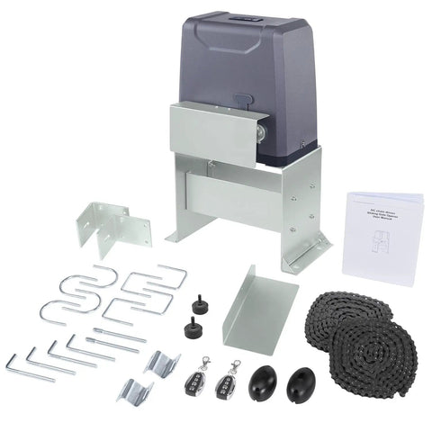 Heavy Duty Sliding Gate Opener for Gates Up To 3300 Pounds And 40 Feet With 2 Remote Controls 550W Motor Durable Steel Driveway Gate Operator Kit displayed