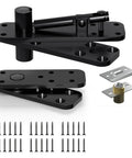 Badass Heavy Duty Invisible Door Hinges For Wooden Secret Doors With Tight Fit And Zero Hassle Installation Using Premium Black Stainless Steel Hardware Setup Today, displayed with screws.