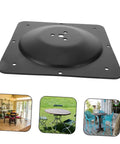 Built Tough Cast Iron Table Leg Brackets With Five Hole Mounting Plates For Rock Solid Furniture Connectors viewed from top, showing black finish and hole pattern.
