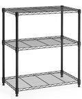 Three To Five Tier Adjustable Height Wire Shelving Unit With Heavy Duty Steel Frame And 250 Lb Per Shelf Capacity For Garage Organizer Pantry Kitchen Utility Storage Black, 3-tier black wire rack