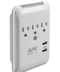 Wall Mount Surge Protector With USB Ports 540 Joule Protection Three Outlet Power Strip 3.4 Amps USB Charging