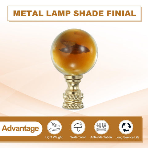 Crystal Ball Lamp Finial Cap 1/4-27 Thread Gold Tone Metal Decor For Lampshade Harp Top Knob Nut Fits Table And Floor Lamps