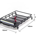 Premium 1/12 Scale Metal Luggage Carrier Roof Rack With Bright Light, 160mm x 105mm x 21mm for Rc Crawlers