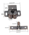 Dimensions of 10 Pack Double Roller Cabinet Latches With Spear Strike For Cupboard Closet Door Easy Install Secure Closure