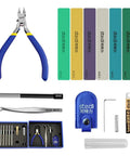 Starter To Pro Model Tools Kit 14 Piece Set For Gundam And Miniature Builds Pro Basic Tools Craft Kit displayed with tools and case.