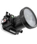 Underwater Housing For Sony FX3 And FX30 With PL100 Flat Port, 40m 130ft Depth Rating, rugged design shown at angle