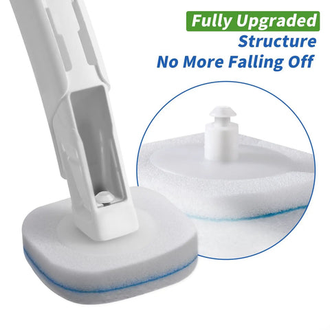 Disposable Toilet Brush With Holder For Deep Clean Toilet Bowl, 14 Refills Included, showing upgraded head attachment design