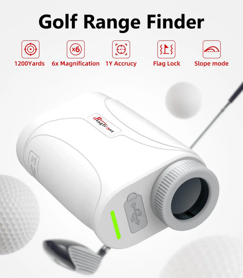 Range Finder With Slope For Golf Up To 1200 Yards 6x Magnification Flag Lock Vibration Continuous Scan Rechargeable Battery Yardage