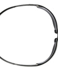 Top view of Ztek Safety Glasses S2520R15 With 1.5 Bifocal Reader, gray lens, gray frame, ANSI Z87 Plus protection, wraparound style.