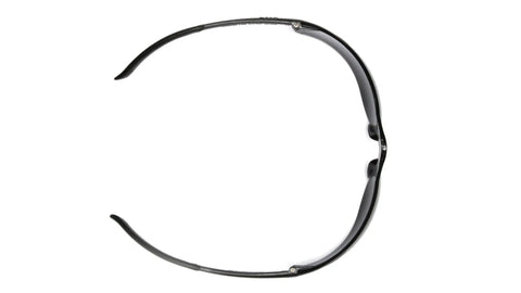 Top view of Ztek Safety Glasses S2520R15 With 1.5 Bifocal Reader, gray lens, gray frame, ANSI Z87 Plus protection, wraparound style.