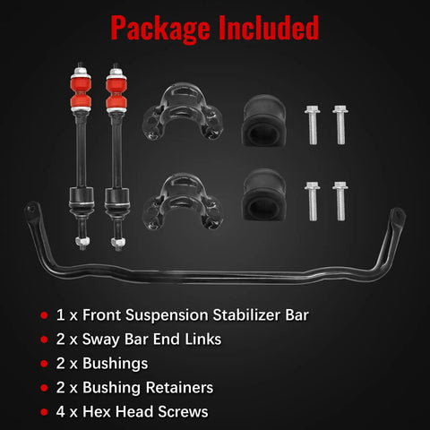 Ram 1500 Front Suspension Stabilizer Bar Set With Sway Bar End Links And Bushings For 2009 To 2018 Dodge Ram And 2019 To 2022 Ram 1500 Classic Replaces K80894 55398938AC AB, with bar, links, bushings, retainers, screws