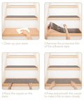 Step-by-step installation of Non Slip Stair Treads 14 Pack For Indoor Wooden And Tile Steps, Easy Removal Safety Mats, 6x30 Grey.