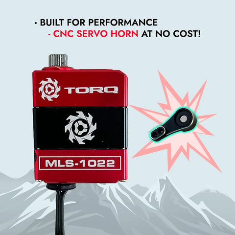 Beefy High Torque Micro Servo for 1 24 RC Crawlers, 5V to 8.4V Power, red and black CNC servo mounts and arms displayed.