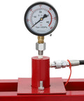 Close-up of pressure gauge on Heavy Duty Hydraulic Benchtop Shop Press With Three Gear Adjustable Height Pressure Gauge Hydraulic Pump H Frame Design