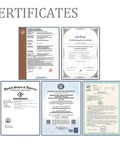 Certificates showing compliance and registration for Dead-On Automatic Cable And Wire Cutting Stripping Machine With Slick Touchscreen Interface.