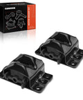 2-Piece Front Left And Right Engine Motor Mount Set For Chevy GMC Cars And SUVs Fits Malibu Impala Camaro C10 C20 Suburban Blazer Caprice Jimmy K1500 And More Durable Engine Mounts For V8 V6 Engines, shown with black metal construction and mounting holes.