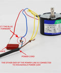 DIY Friendly Setup-Ready Universal AC 110V/220V 6W Permanent Magnet Synchronous Motor With Capacitor And Speed Reducer, 2.5RPM Bracket