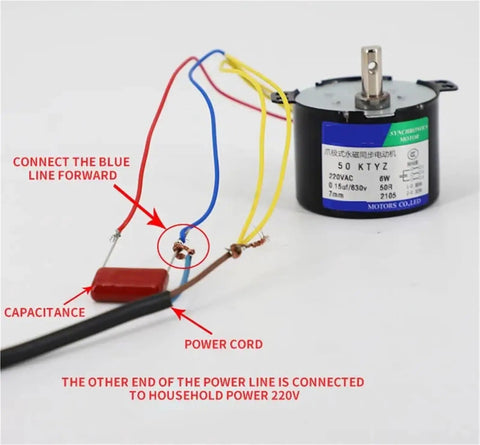 DIY Friendly Setup-Ready Universal AC 110V/220V 6W Permanent Magnet Synchronous Motor With Capacitor And Speed Reducer, 2.5RPM Bracket