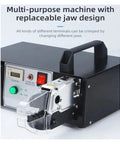 Heavy Duty Electric Terminal Crimping Machine With Built In Wire Stripper Cutter For All Terminals multi-purpose design with replaceable jaw visible