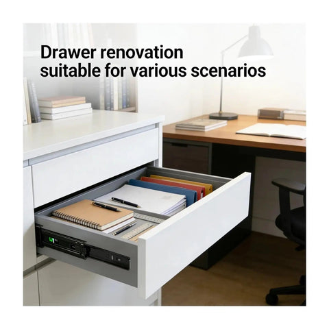 Heavy Duty Beefed Up Full Extension Drawer Slides For Large Drawers Concealed Bottom Mount Rails 2 Pairs Durable Metal Tracks For Smooth Quiet Operation Ideal For Kitchens Cabinets And Garage Projects installed on an office drawer