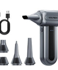 Electric Air Duster With 110000 RPM High-Speed Turbo Blast, Rechargeable 3-Speed Dust Blower, Extended Runtime, And 5 Nozzles