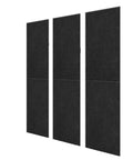 Three black acoustic wall panels with textured felt finish, part of Six Piece Set Of Black Acoustic Wall Panels With Textured Felt Finish Straight Up Game Changer For Home Theater And Conference Rooms Total Vibe Upgrade.