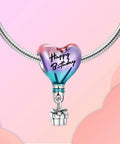 Hot Air Balloon Happy Birthday Dangle Charm In 925 Sterling Silver With Pink Purple And Blue Enamel So Cool Bracelet Necklace Pendant Bead Jewelry Gift For Women Family Friends