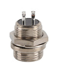 Close-up of male socket from 10 Piece 2 Pin Aviation Connector Kit With 12mm Threaded Male And Female Sockets, silver plated pins