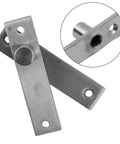 Heavy Duty Stainless Steel Pivot Door Hinge Set Featuring Rock Solid 360 Degree Swinging And No Sweat Floor Mount Adjustment For Wood Floors And Mansions, showcasing durable design and installation holes.