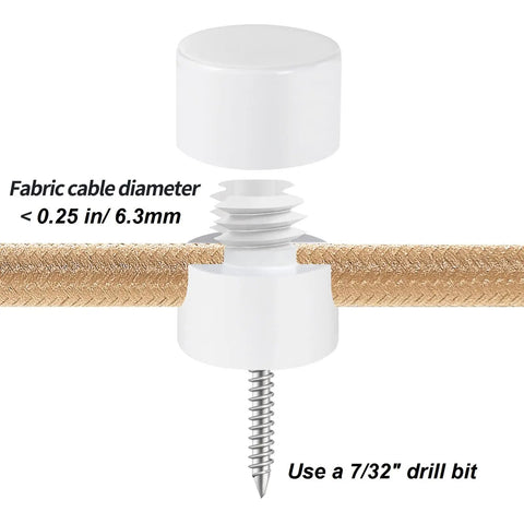 Six Pack Aluminum Swag Hooks For Ceiling Hanging No Fuss Heavy Duty White Ceiling Hooks with cord and drill bit guide