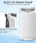Full Auto Portable Washing Machine, 8 Pounds Compact Laundry Washer Spin Dryer Combo With Led Display, Three Water Settings, Hassle Free Pick For College Dorms, Apartments, Road Trips And Tiny Spaces with built-in drain pump and extended 79" hose.