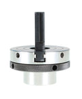 Beefy 3.25 Inch Wood Lathe Chuck With 1 X 8 TPI Pre Threaded Mount, metal construction with one tightening rod visible