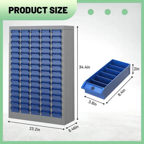 Heavy Duty 75 Drawer Parts Cabinet For Tools And Hardware Steel Storage with Adjustable ABS Drawers and Label Tabs
