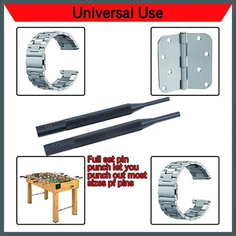 8 Piece Pin Punch Set With Holder For Automotive, Watch Repair, Jewelry And Craft, Pro Grade Kit featuring knurled handles