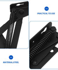Close-up of One Pair Black Steel Spring Loaded Hinges With Smooth Edges For Lifting Cabinet Doors And Fold Out Sofas