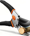 Heavy Duty Pruning Shears 8.5 Inch Pro Garden Pruner With Jam-Proof Spring And Ever-Sharp SK5 Blades cutting a branch