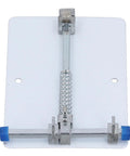 Heavy Duty Stainless Steel PCB Holder And Fixture Clamp for small circuit boards, front view showing clamping mechanism.