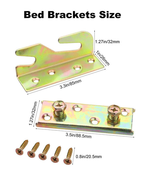 8 Sets Heavy Duty Bed Rail Brackets Non Mortise Galvanized Steel Mounting Kit With Screws For Solid Wood Headboards Quick Setup Tough As Nails Stability